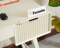 Bengaluru Solid Wood 3 Drawer Study Laptop Table With Chair Furniselan Frosty White