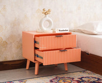 Bengaluru Solid Wood Bedside Table - Furniselan-Coral Peach