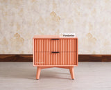 Bengaluru Solid Wood Bedside Table - Furniselan - Coral-Peach