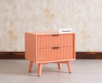 Bengaluru Solid Wood Bedside Table - Furniselan - Coral-Peach