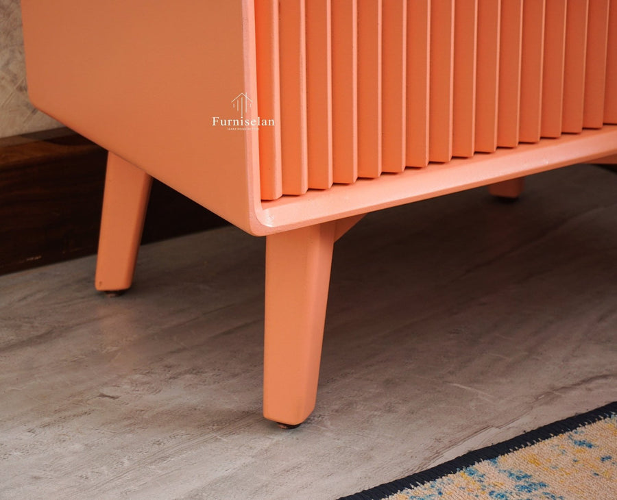 Bengaluru Solid Wood Bedside Table - Furniselan - Coral-Peach