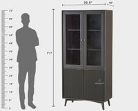 Bengaluru Solid Wood Bookshelf Cabinet four Doors - Bookshelf - Furniselan Slate-Grey