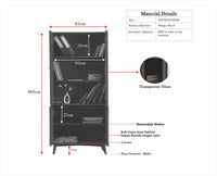 Bengaluru Solid Wood Bookshelf Cabinet four Doors - Bookshelf - Furniselan Slate-Grey