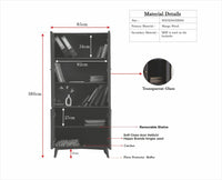 Bengaluru Solid Wood Bookshelf Cabinet four Doors Furniselan Cool Grey