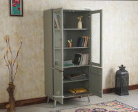 Bengaluru Solid Wood Bookshelf Cabinet four Doors Furniselan Cool Grey