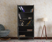 Bengaluru Solid Wood Bookshelf Cabinet four Doors - Bookshelf - Furniselan Slate-Grey