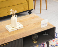 Bengaluru Solid Wood Coffee Table One Drawer - Coffee Table - Furniselan - Slate-Grey