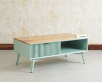 Bengaluru Solid Wood Coffee Table One Drawer Furniselan Silt Green