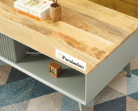 Bengaluru Solid Wood Coffee Table One Drawer Furniselan Cool Grey