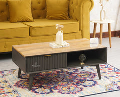 Bengaluru Solid Wood Coffee Table One Drawer - Coffee Table - Furniselan - Slate-Grey