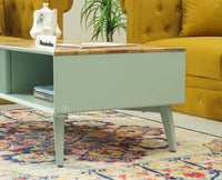 Bengaluru Solid Wood Coffee Table One Drawer Furniselan Silt Green