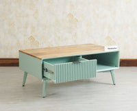 Bengaluru Solid Wood Coffee Table One Drawer Furniselan Silt Green