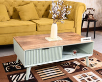 Bengaluru Solid Wood Coffee Table One Drawer - Coffee Table - Furniselan - Silt-Green