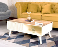 Bengaluru Solid Wood Coffee Table One Drawer - Coffee Table - Furniselan - Frosty-White