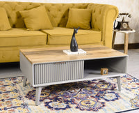 Bengaluru Solid Wood Coffee Table One Drawer - Coffee Table - Furniselan - Cool-Grey