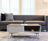 Bengaluru Solid Wood Coffee Table One Drawer - Coffee Table - Furniselan - Cool-Grey
