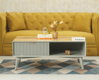 Bengaluru Solid Wood Coffee Table One Drawer Furniselan Cool Grey