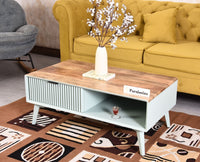 Bengaluru Solid Wood Coffee Table One Drawer - Coffee Table - Furniselan - Silt-Green