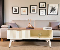 Bengaluru Solid Wood Coffee Table One Drawer - Coffee Table - Furniselan - Frosty-White
