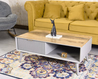 Bengaluru Solid Wood Coffee Table One Drawer - Coffee Table - Furniselan - Cool-Grey