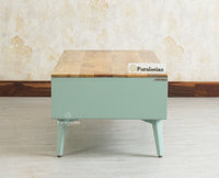 Bengaluru Solid Wood Coffee Table One Drawer Furniselan Silt Green