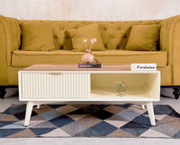Bengaluru Solid Wood Coffee Table One Drawer - Coffee Table - Furniselan - Frosty-White