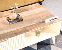 Bengaluru Solid Wood Coffee Table One Drawer - Coffee Table - Furniselan - Frosty-White