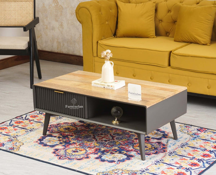 Bengaluru Solid Wood Coffee Table One Drawer - Coffee Table - Furniselan