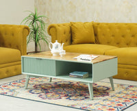 Bengaluru Solid Wood Coffee Table One Drawer Furniselan Silt Green