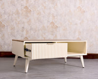 Bengaluru Solid Wood Coffee Table One Drawer - Coffee Table - Furniselan - Frosty-White