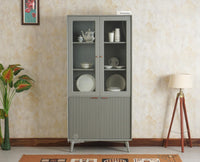 Bengaluru Solid Wood Crockery Cabinet four Doors Furniselan Cool Grey