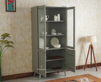 Bengaluru Solid Wood Crockery Cabinet four Doors Furniselan Cool Grey