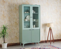 Bengaluru Solid Wood Crockery Cabinet four Doors Furniselan Silt-Green