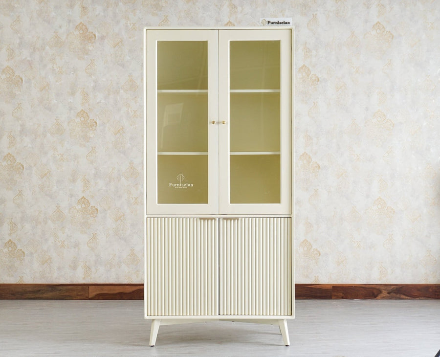 Bengaluru Solid Wood Crockery Cabinet four Doors - Tv Cabinet - Furniselan - Frosty White