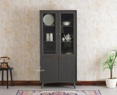 Bengaluru Solid Wood Crockery Cabinet four Doors - Tv Cabinet - Furniselan Slate-Grey