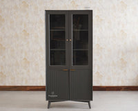 Bengaluru Solid Wood Crockery Cabinet four Doors - Tv Cabinet - Furniselan Slate-Grey
