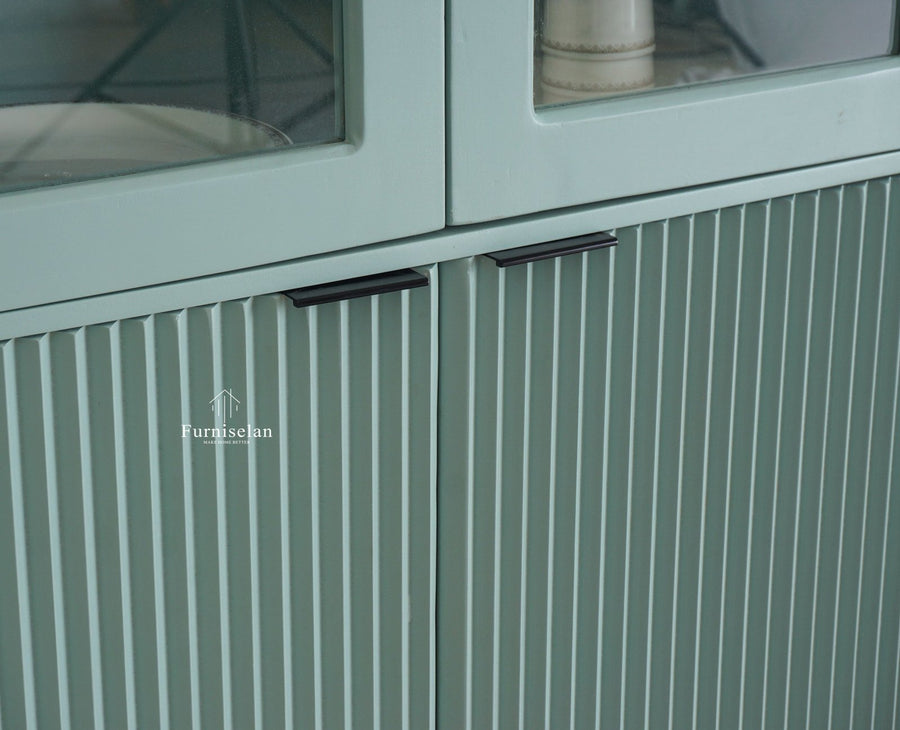 Bengaluru Solid Wood Crockery Cabinet four Doors Furniselan Silt-Green