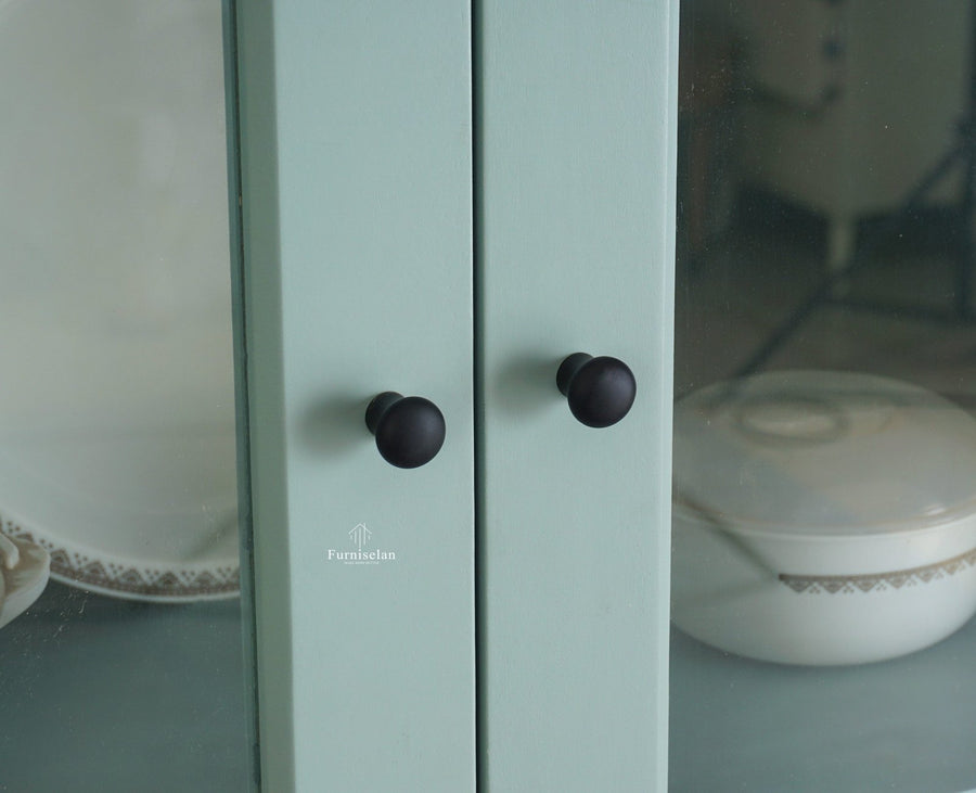Bengaluru Solid Wood Crockery Cabinet four Doors Furniselan Silt-Green