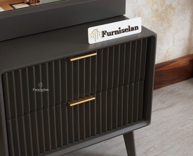 Bengaluru Solid Wood Dressing Table - Furniselan Slate-Grey