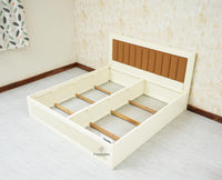 Bengaluru Solid Wood King Size Bed in Storage Box - Furniselan Milky White