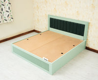 Bengaluru Solid Wood King Size Bed in Storage Box - Furniselan Silt Green