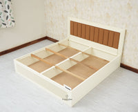 Bengaluru Solid Wood King Size Bed in Storage Box - Furniselan Milky White