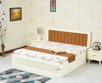 Bengaluru Solid Wood King Size Bed in Storage Box - Furniselan Milky White
