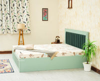 Bengaluru Solid Wood King Size Bed in Storage Box - Furniselan Silt Green
