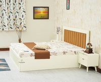 Bengaluru Solid Wood King Size Bed in Storage Box - Furniselan Milky White