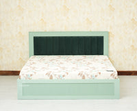 Bengaluru Solid Wood Queen Size Bed in Storage Box - Furniselan Silt-Green