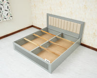 Bengaluru Solid Wood Queen Size Bed in Storage Box - Furniselan Cool Grey
