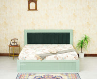 Bengaluru Solid Wood Queen Size Bed in Storage Box - Furniselan Silt-Green