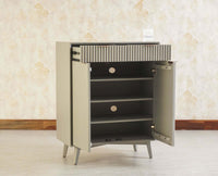 Bengaluru Solid Wood Shoe Rack Cabinet Two Doors and Drawers Furniselan