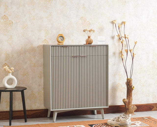 Bengaluru Solid Wood Shoe Rack Cabinet - Sideboard - Furniselan Cool-Grey